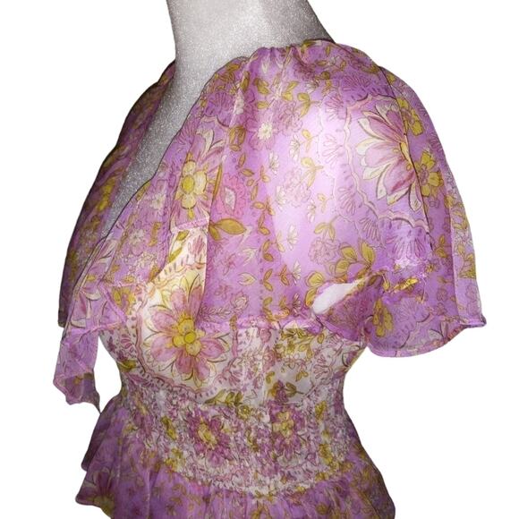 Misa Los Angeles "Liv" Assymetrical Flutter Sleeve Handkerchief Hem Boho Dress - Picture 9 of 13